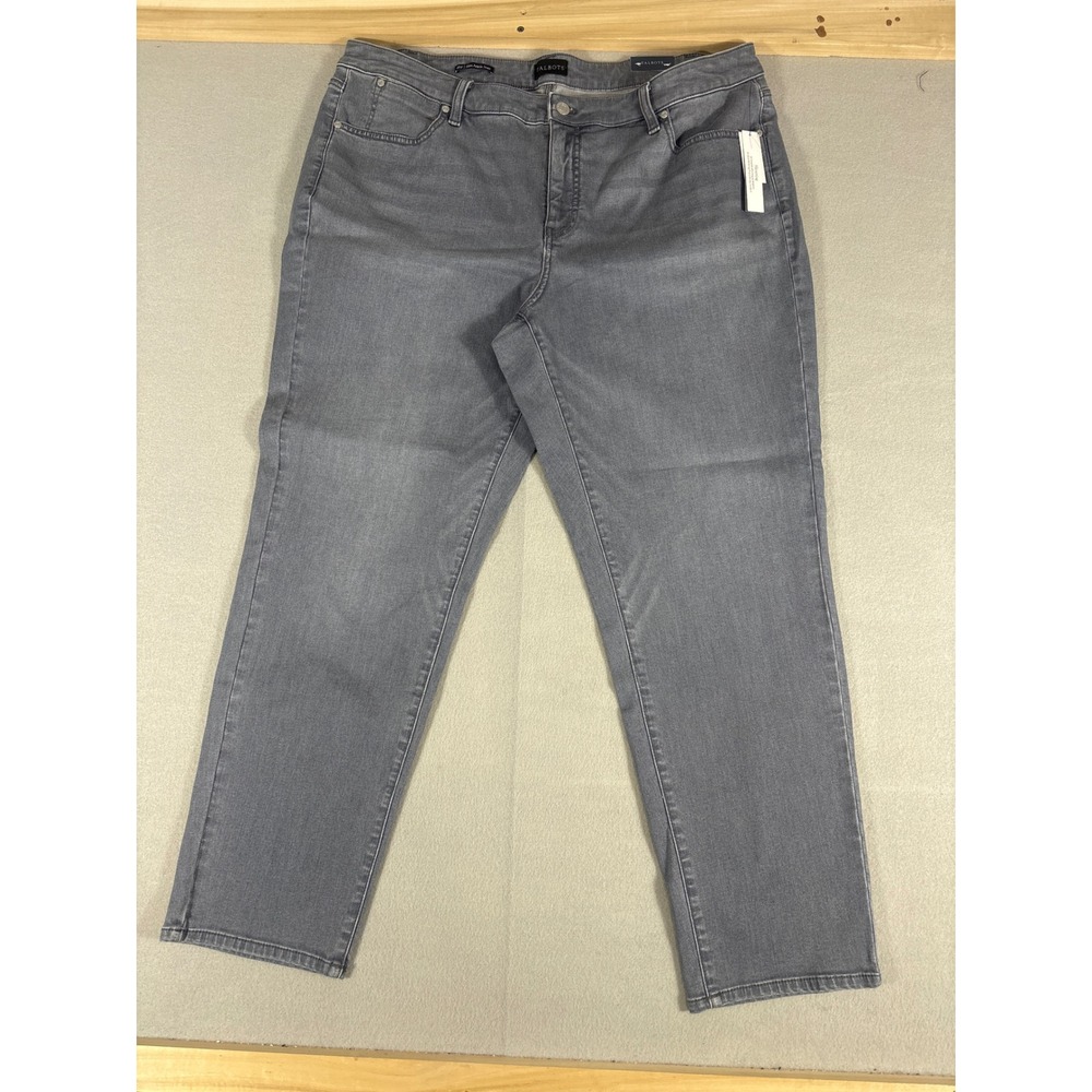 Talbots Slim Ankle Jeans Womens 18W Gray High Rise Stretch Denim Pants NEW